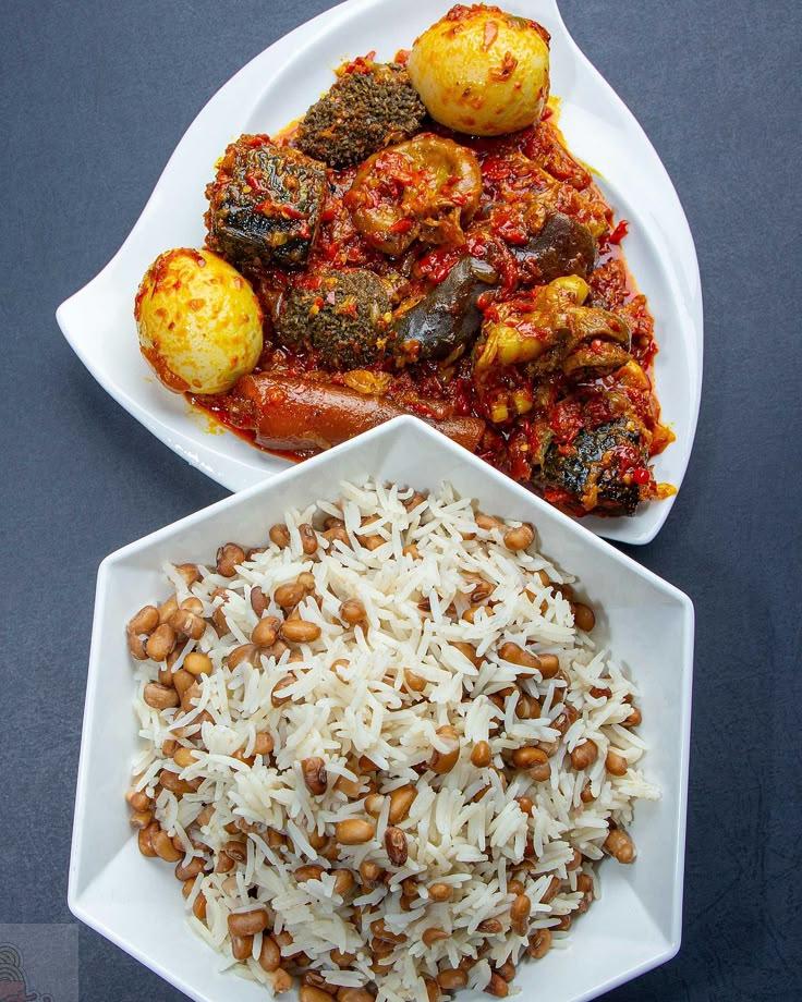 Rice and beans with sauce