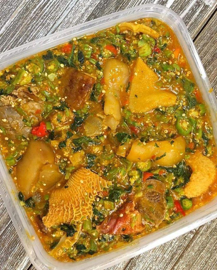 Okro with assorted meat